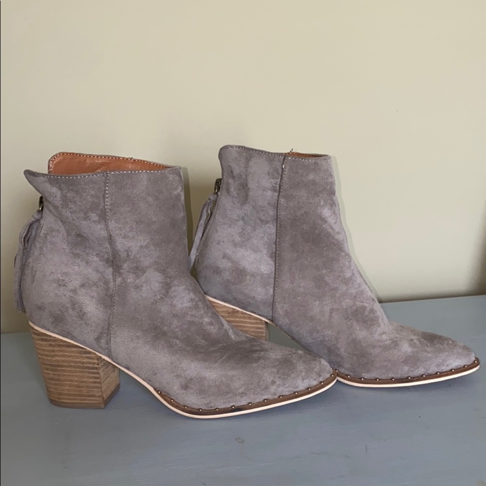Gray Suede Ankle Boots